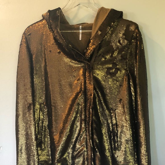 Free People Sequin Jacket Hood NWT - Picture 4 of 6
